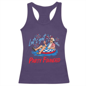 George Washington 4th of July Pool Party Racerback Tank Top Let's Get This Party Founded