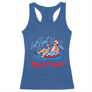 George Washington 4th of July Pool Party Racerback Tank Top Let's Get This Party Founded
