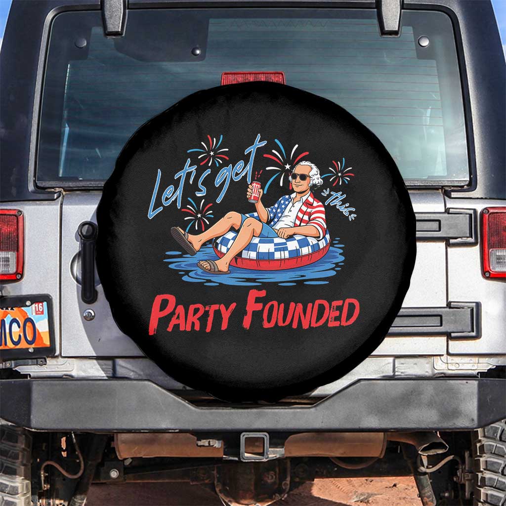 George Washington 4th of July Pool Party Spare Tire Cover Let's Get This Party Founded TS11 No hole Black Print Your Wear