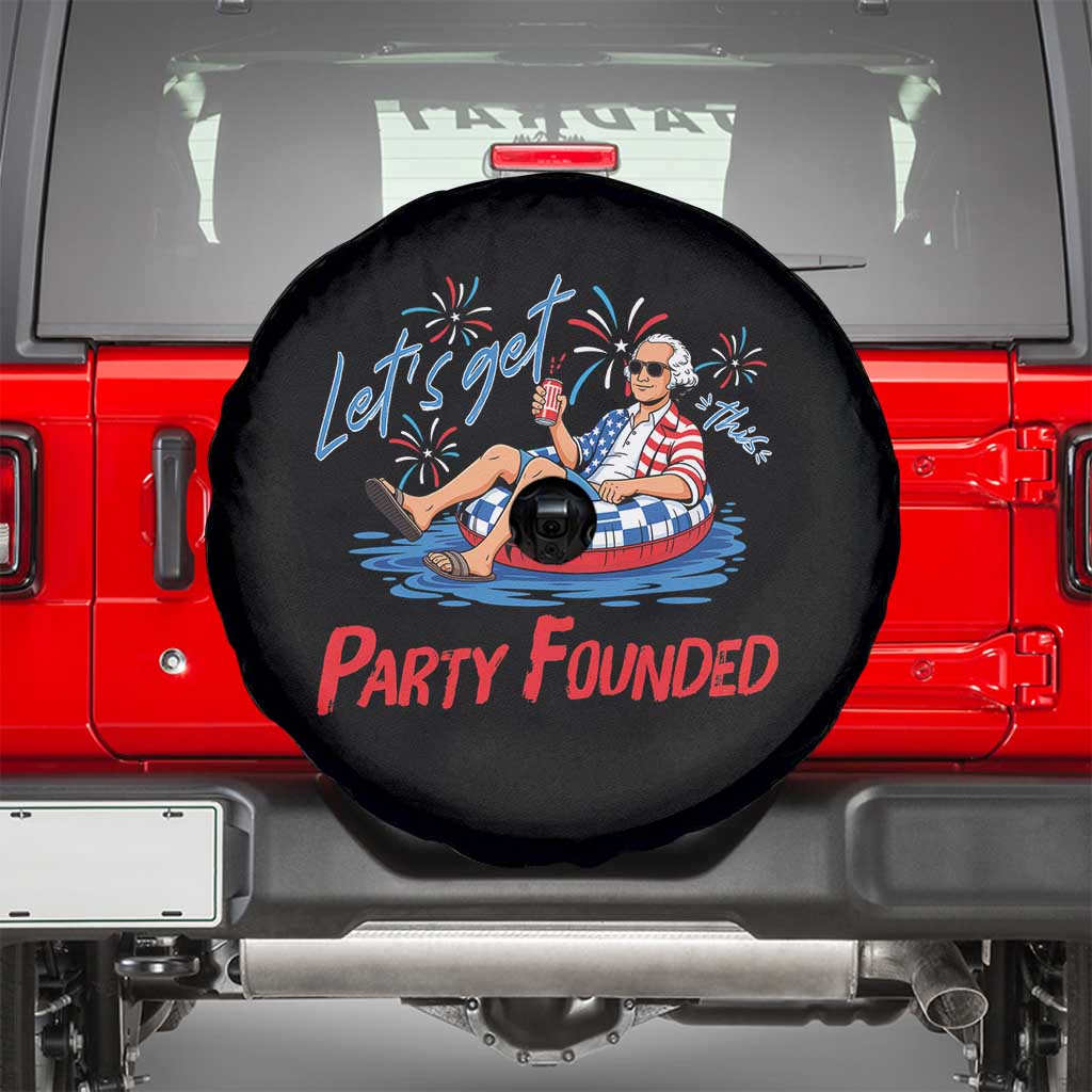 George Washington 4th of July Pool Party Spare Tire Cover Let's Get This Party Founded