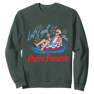 George Washington 4th of July Pool Party Sweatshirt Let's Get This Party Founded