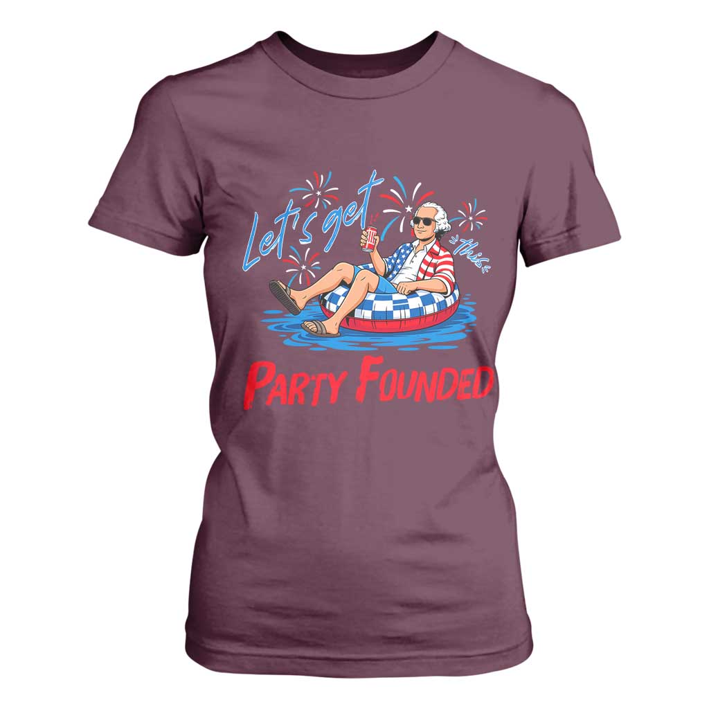 George Washington 4th of July Pool Party T Shirt For Women Let's Get This Party Founded