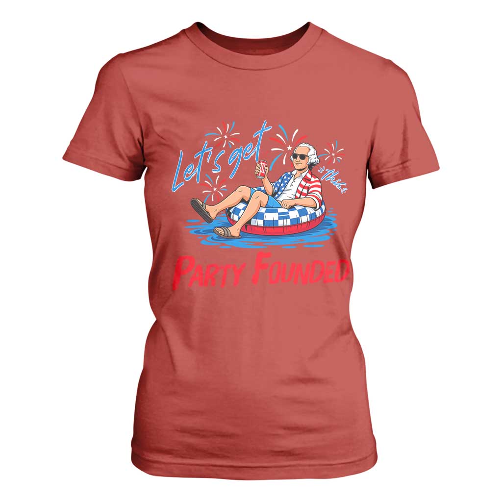 George Washington 4th of July Pool Party T Shirt For Women Let's Get This Party Founded