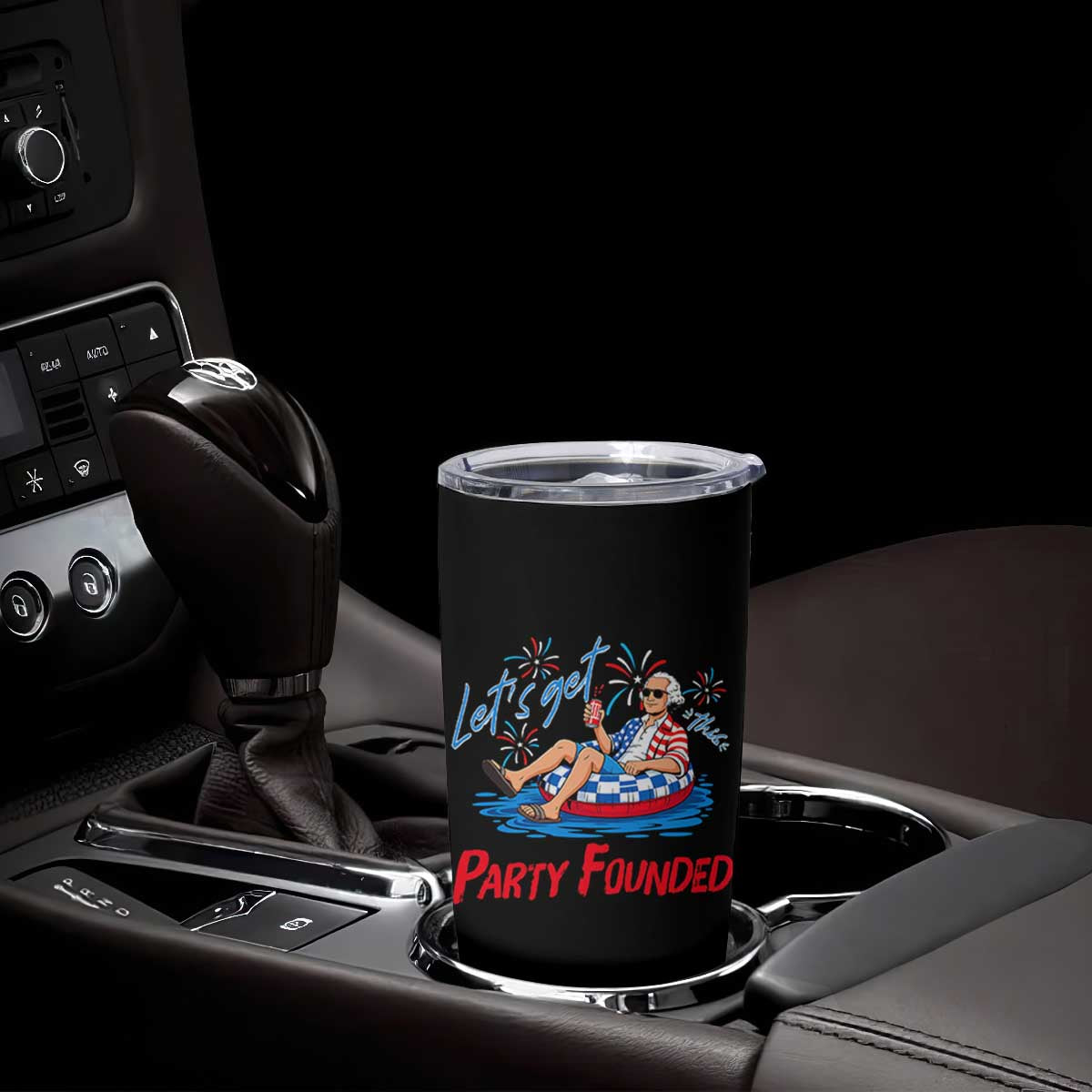 George Washington 4th of July Pool Party Tumbler Cup Let's Get This Party Founded