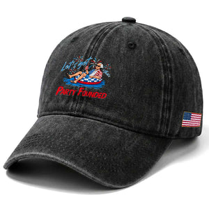 George Washington 4th of July Pool Party Washed Cotton Baseball Cap Let's Get This Party Founded