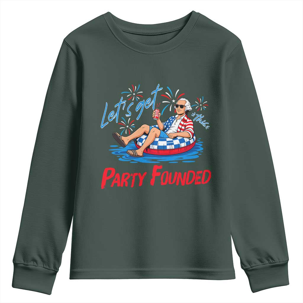 George Washington 4th of July Pool Party Youth Sweatshirt Let's Get This Party Founded