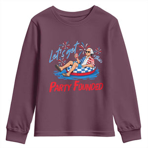 George Washington 4th of July Pool Party Youth Sweatshirt Let's Get This Party Founded