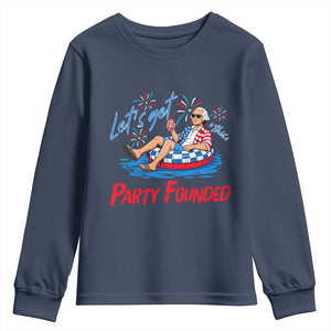 George Washington 4th of July Pool Party Youth Sweatshirt Let's Get This Party Founded