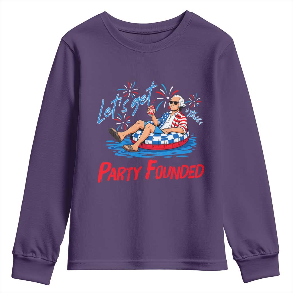 George Washington 4th of July Pool Party Youth Sweatshirt Let's Get This Party Founded