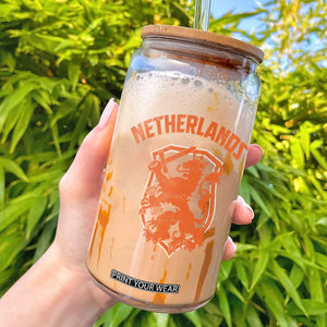 Netherlands Dutch Republic Lion Vintage Holland Crest Glass Can