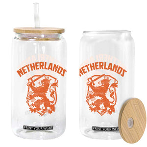 Netherlands Dutch Republic Lion Vintage Holland Crest Glass Can