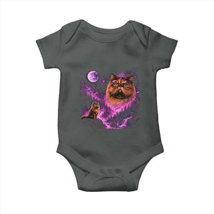 Princess Cat Howling To The Moon Vintage 90s Nature Baby Onesie TS11 Dark Heather Print Your Wear
