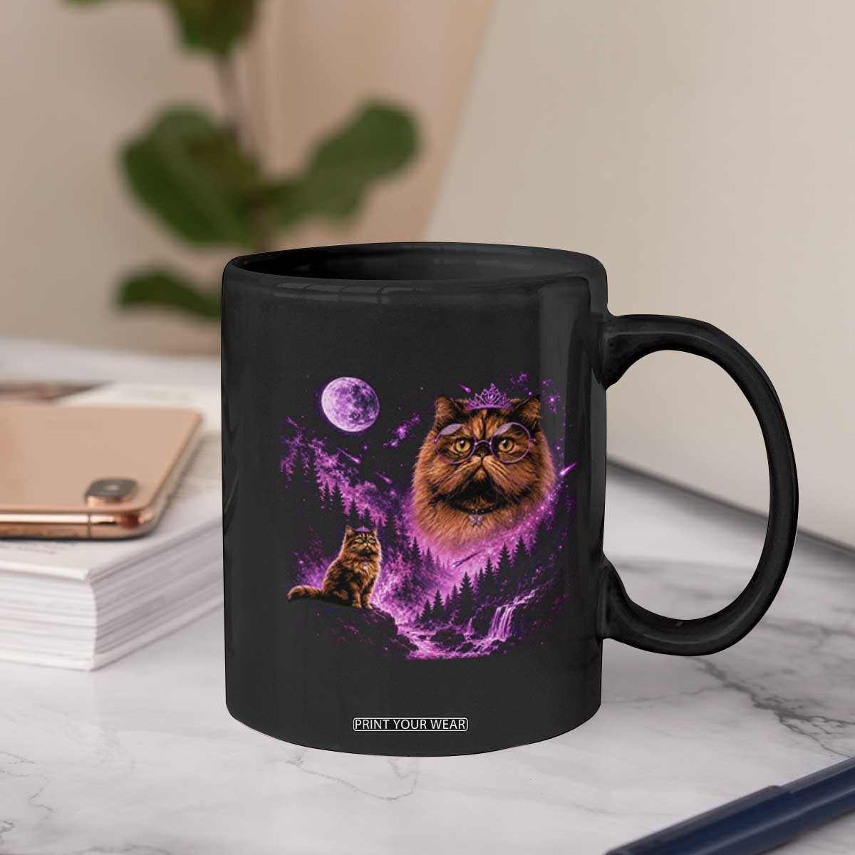Princess Cat Howling To The Moon Vintage 90s Nature Coffee Mug TS11 Print Your Wear