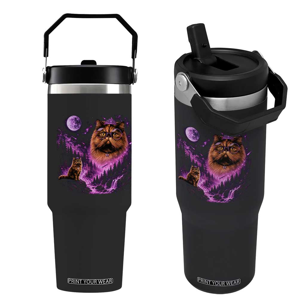 Princess Cat Howling To The Moon Vintage 90s Nature Flip Straw Tumbler TS11 One Size: 30 oz Black Print Your Wear