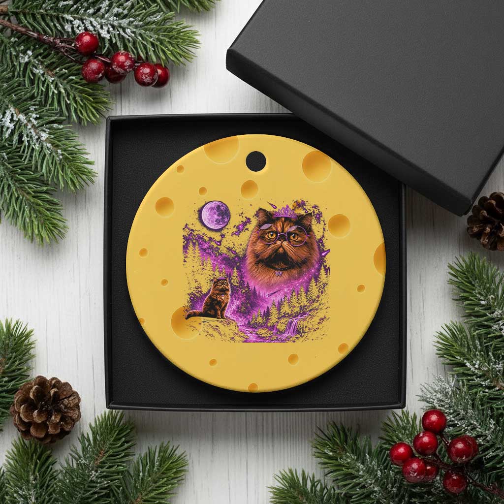 Princess Cat Howling To The Moon Vintage 90s Nature Ceramic Ornament TS11 1pc Yellow Cheese Print Your Wear