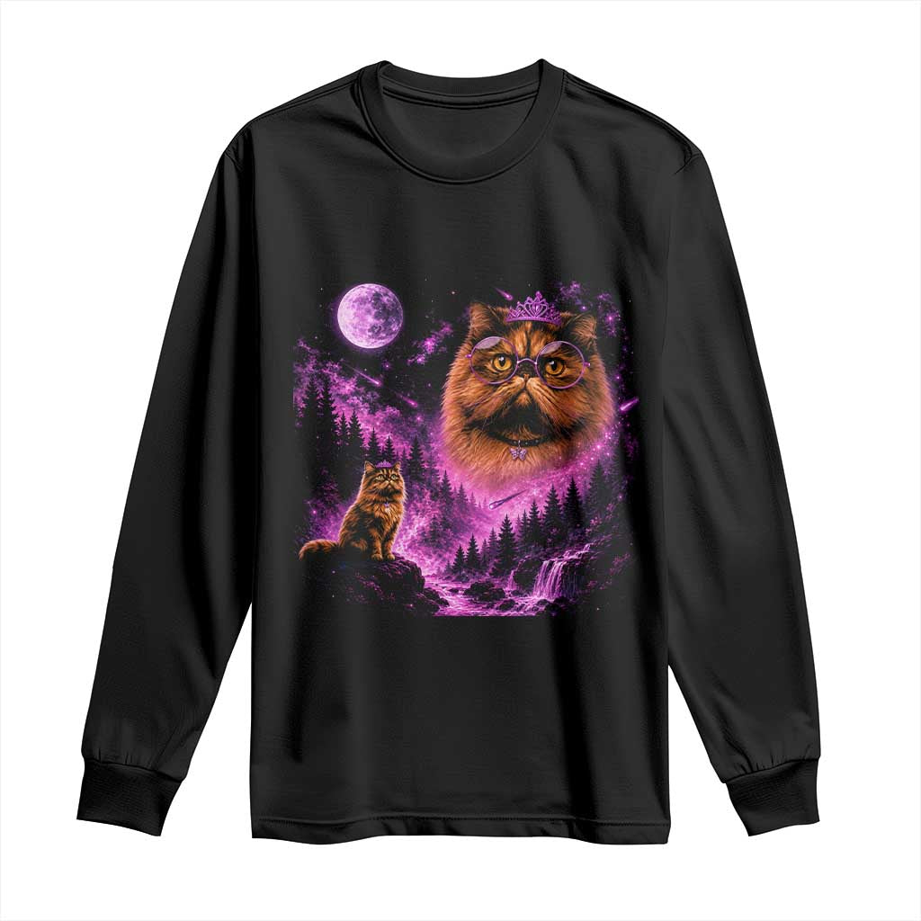 Princess Cat Howling To The Moon Vintage 90s Nature Long Sleeve Shirt TS11 Black Print Your Wear