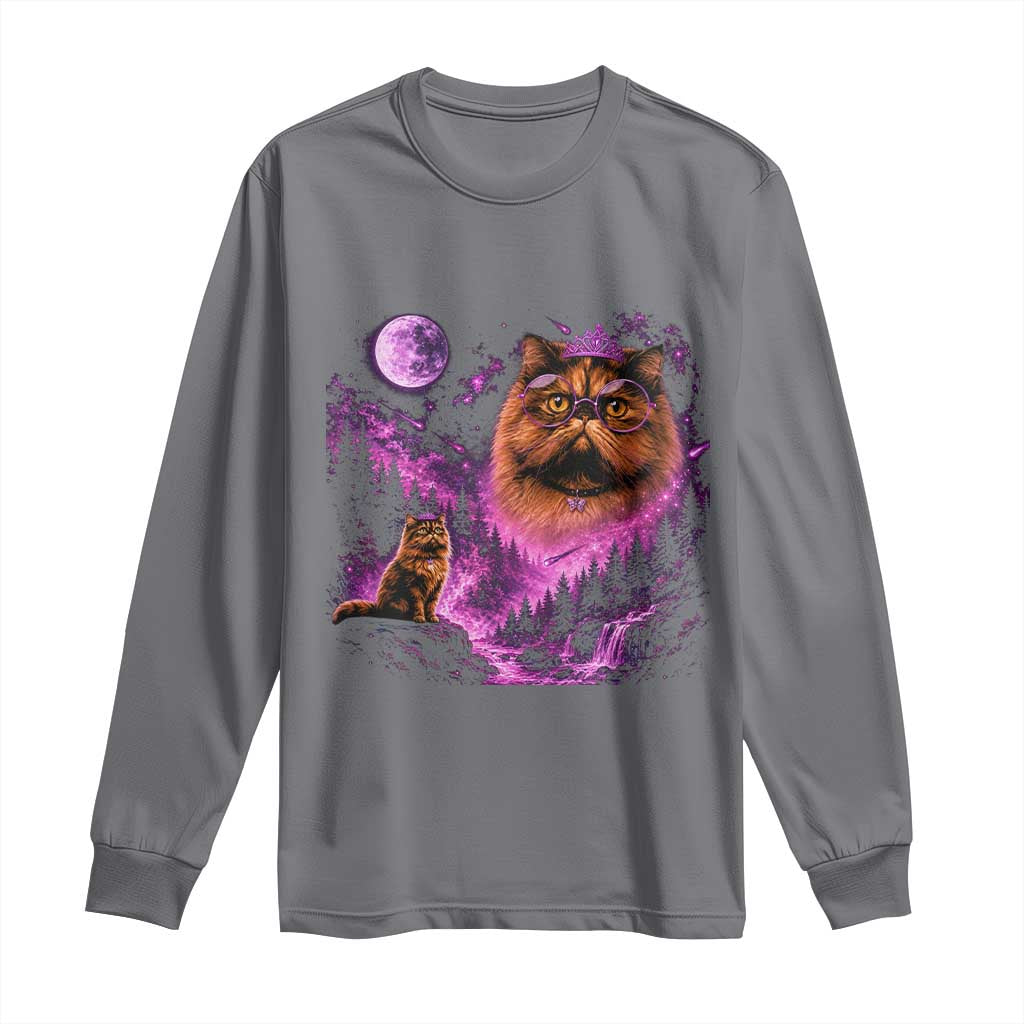 Princess Cat Howling To The Moon Vintage 90s Nature Long Sleeve Shirt TS11 Charcoal Print Your Wear