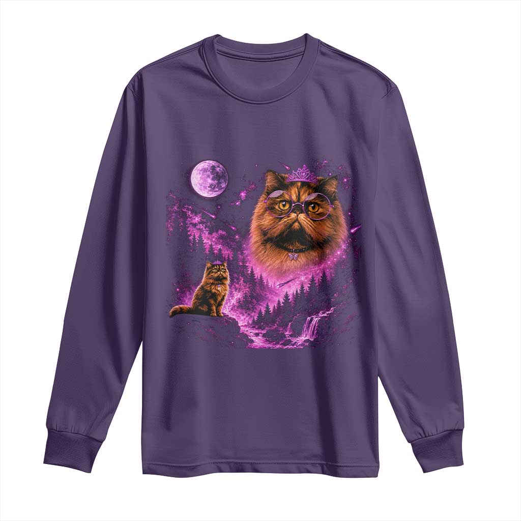 Princess Cat Howling To The Moon Vintage 90s Nature Long Sleeve Shirt TS11 Purple Print Your Wear