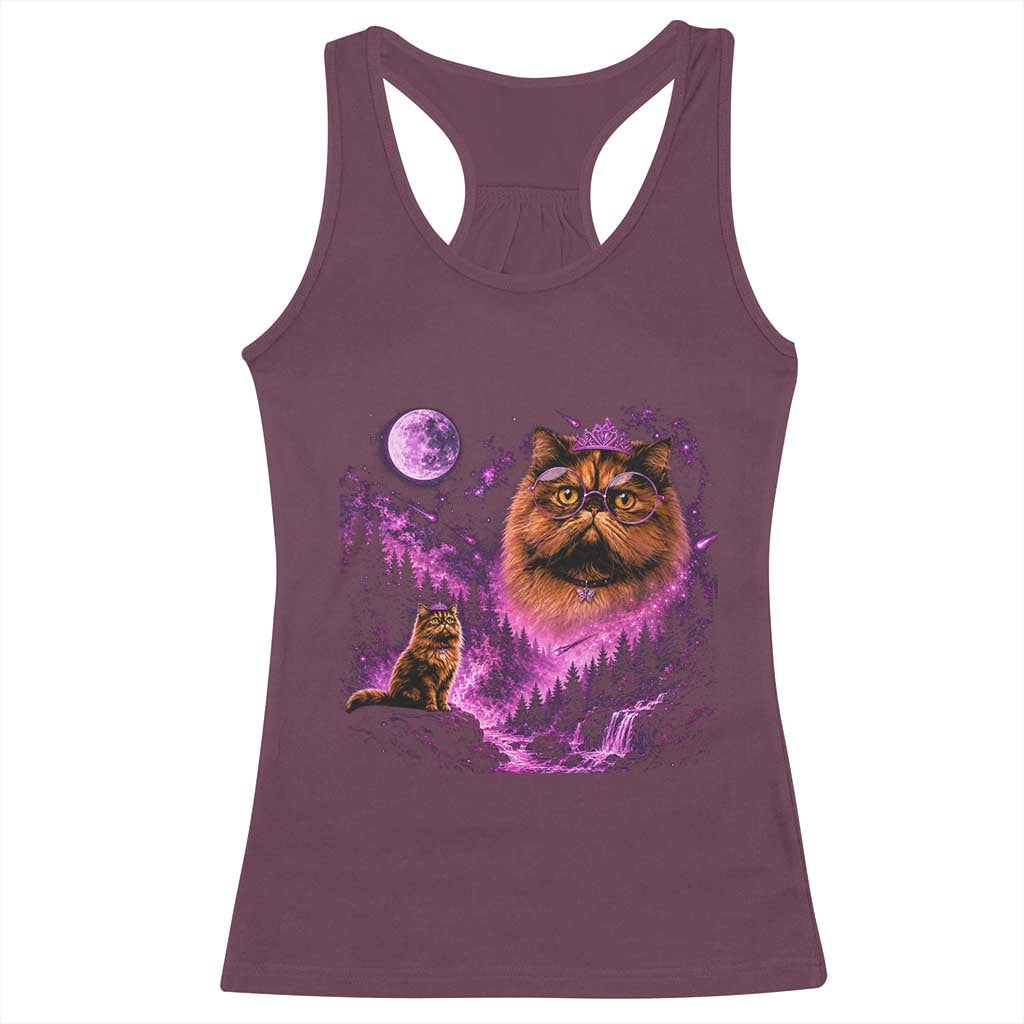 Princess Cat Howling To The Moon Vintage 90s Nature Racerback Tank Top TS11 Maroon Print Your Wear