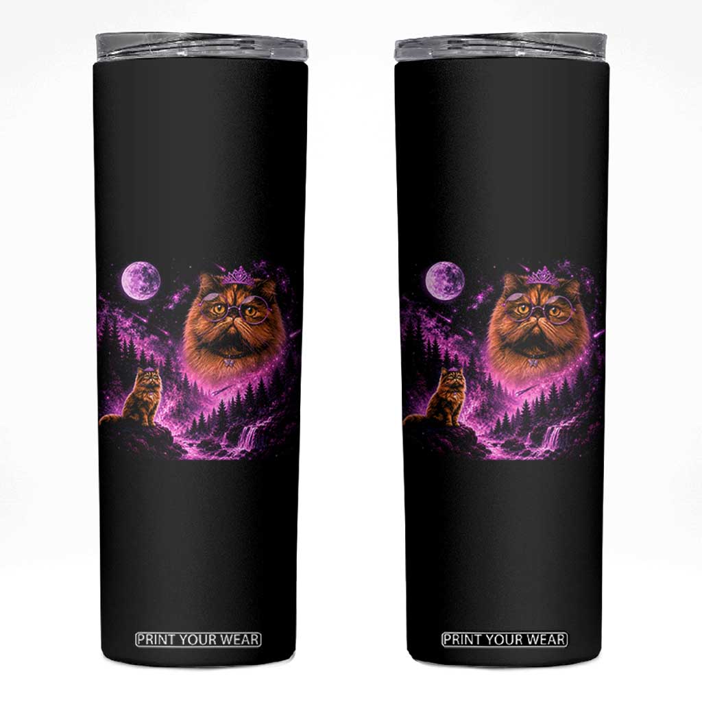 Princess Cat Howling To The Moon Vintage 90s Nature Skinny Tumbler TS11 Black Print Your Wear