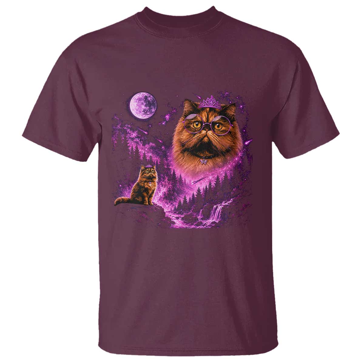 Princess Cat Howling To The Moon Vintage 90s Nature T Shirt TS11 Maroon Print Your Wear
