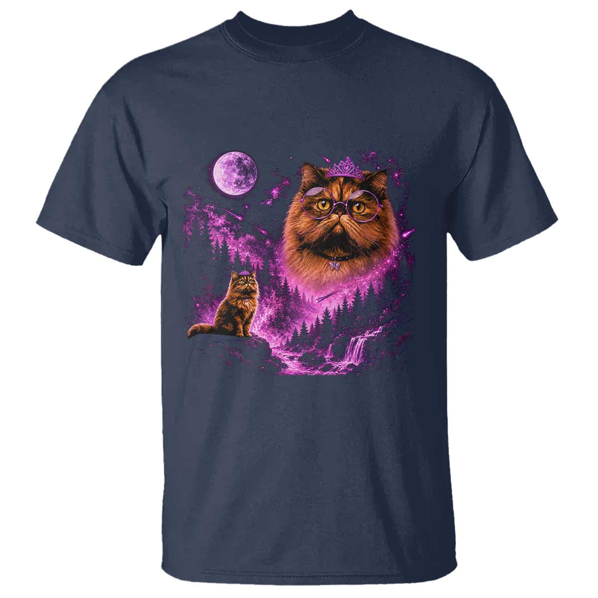 Princess Cat Howling To The Moon Vintage 90s Nature T Shirt TS11 Navy Print Your Wear