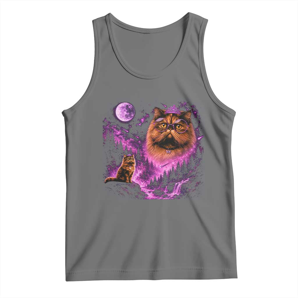 Princess Cat Howling To The Moon Vintage 90s Nature Tank Top TS11 Black Heather Print Your Wear