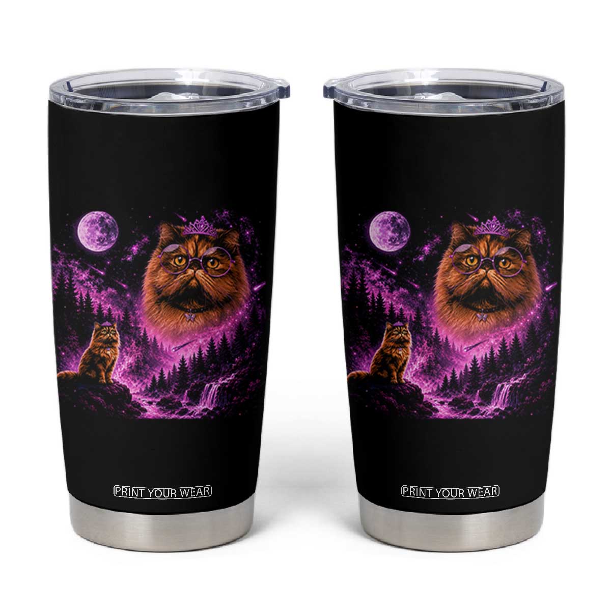 Princess Cat Howling To The Moon Vintage 90s Nature Tumbler Cup TS11 Black Print Your Wear