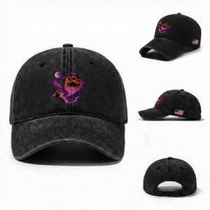 Princess Cat Howling To The Moon Vintage 90s Nature Washed Cotton Baseball Cap TS11 Washed Cap Universal Fit Black Print Your Wear