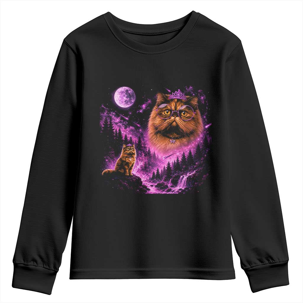Princess Cat Howling To The Moon Vintage 90s Nature Youth Sweatshirt TS11 Black Print Your Wear
