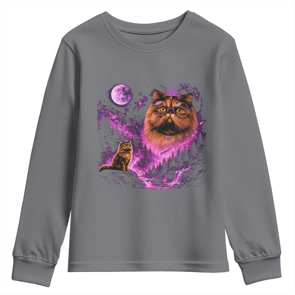 Princess Cat Howling To The Moon Vintage 90s Nature Youth Sweatshirt TS11 Charcoal Print Your Wear