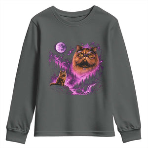 Princess Cat Howling To The Moon Vintage 90s Nature Youth Sweatshirt TS11 Dark Heather Print Your Wear