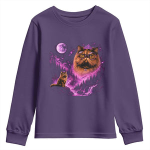 Princess Cat Howling To The Moon Vintage 90s Nature Youth Sweatshirt TS11 Purple Print Your Wear