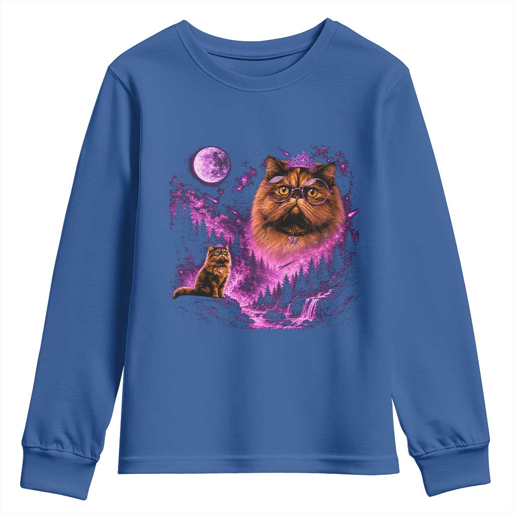 Princess Cat Howling To The Moon Vintage 90s Nature Youth Sweatshirt TS11 Royal Blue Print Your Wear