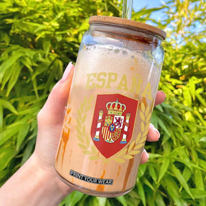 Espana Escudo Retro Spain Coat of Arms Español Glass Can
