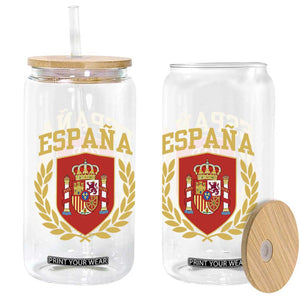 Espana Escudo Retro Spain Coat of Arms Español Glass Can