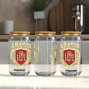 Espana Escudo Retro Spain Coat of Arms Español Glass Can