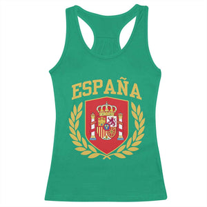 Espana Escudo Retro Spain Coat of Arms Español Racerback Tank Top