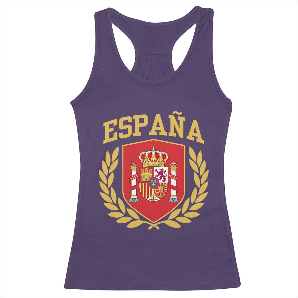 Espana Escudo Retro Spain Coat of Arms Español Racerback Tank Top