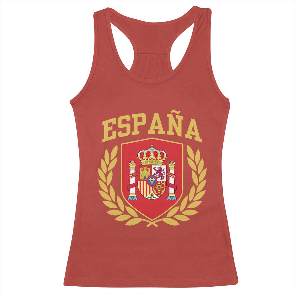 Espana Escudo Retro Spain Coat of Arms Español Racerback Tank Top