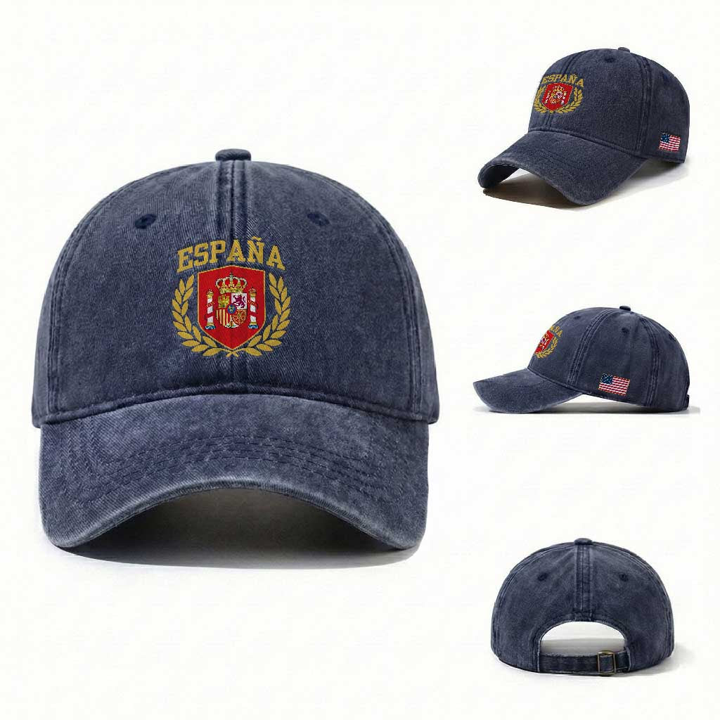 Espana Escudo Retro Spain Coat of Arms Español Washed Cotton Baseball Cap