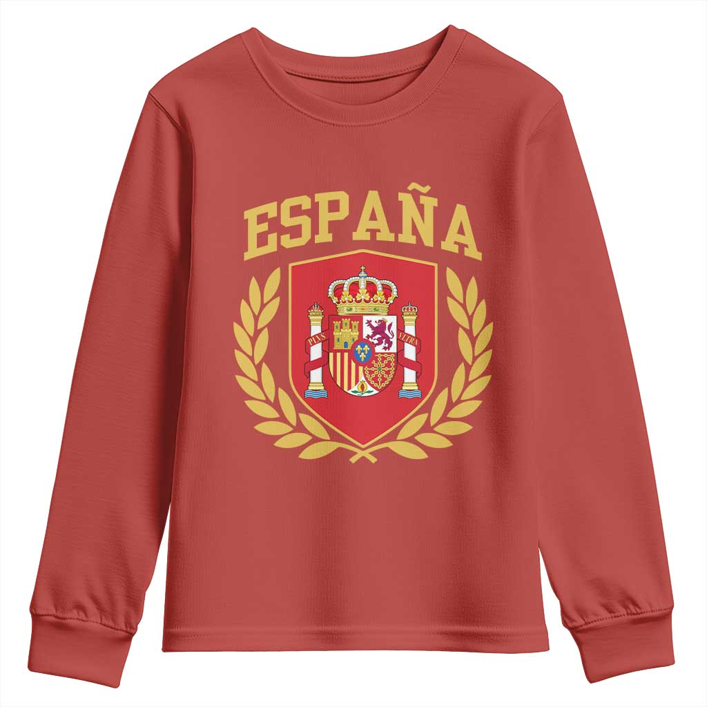 Espana Escudo Retro Spain Coat of Arms Español Youth Sweatshirt TS11 Red Print Your Wear