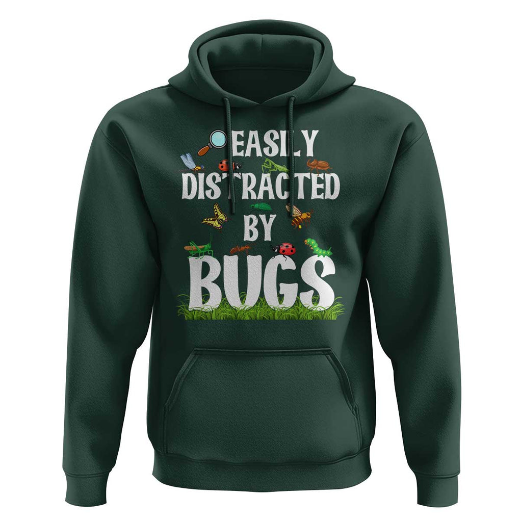 Funny Insects Hoodie Easily Distracted By Bugs Science School TS11 Dark Forest Green Print Your Wear
