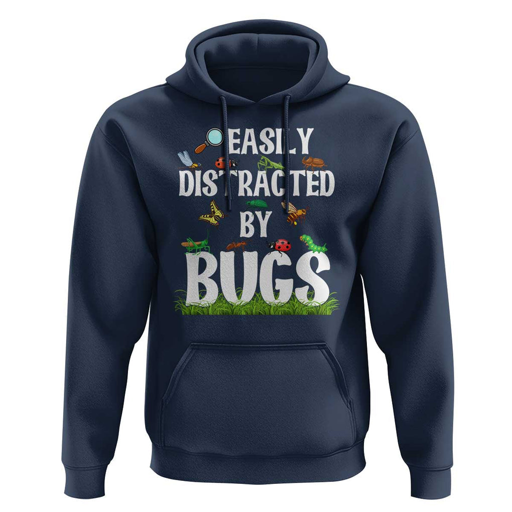 Funny Insects Hoodie Easily Distracted By Bugs Science School TS11 Navy Print Your Wear