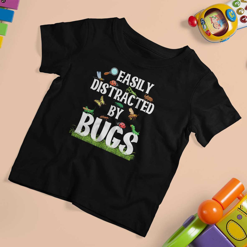 Funny Insects T Shirt For Kid Easily Distracted By Bugs Science School TS11 Black Print Your Wear