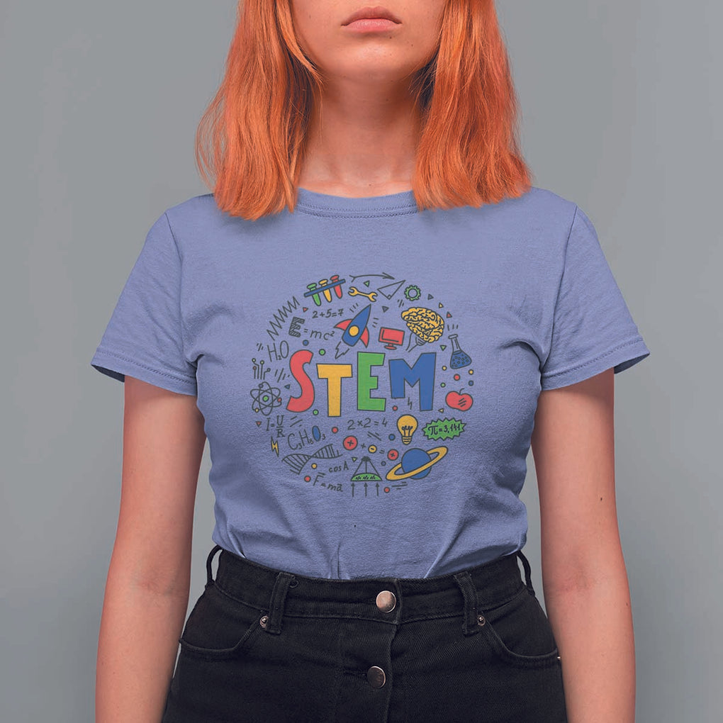 STEM Teacher T Shirt For Women Science Technology Engineering Math School TS11 Violet Print Your Wear