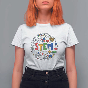 STEM Teacher T Shirt For Women Science Technology Engineering Math School TS11 White Print Your Wear