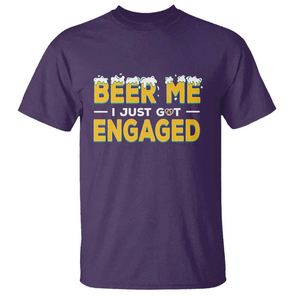 Funny Engagement T Shirt Beer Me I Just Got Engaged Ring Beer TS11 Purple Print Your Wear