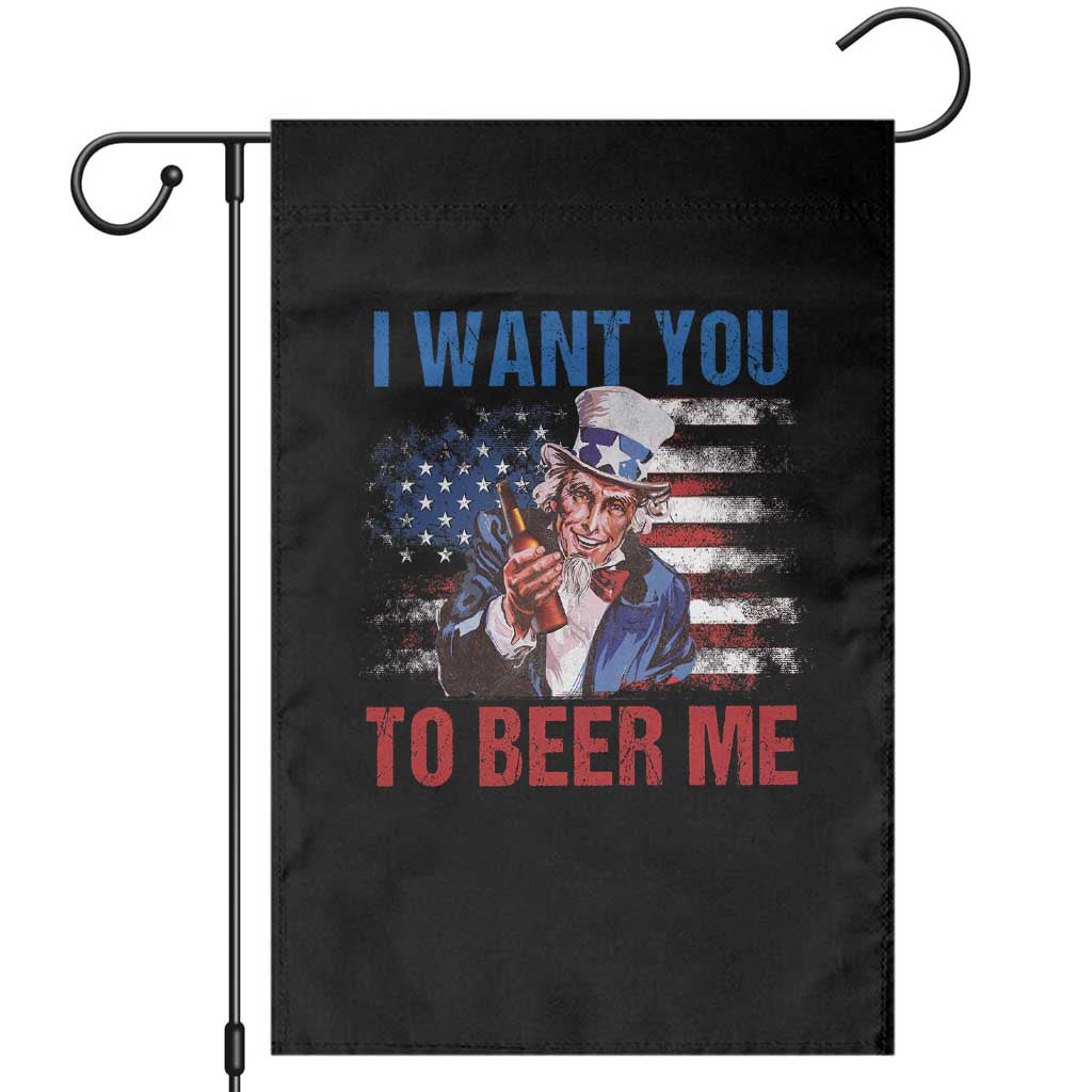 Funny Uncle Sam Garden Flag I Want You To Beer Me American Flag TS11 Black Print Your Wear