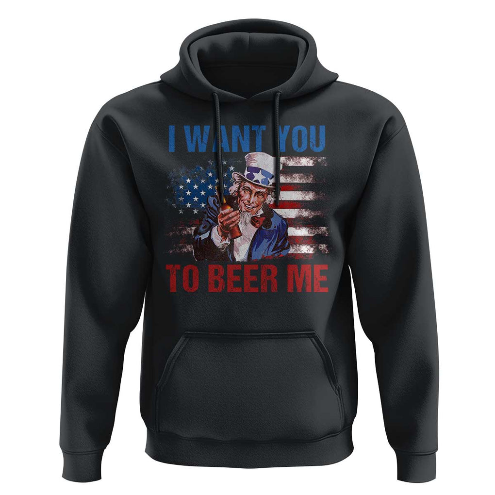 Funny Uncle Sam Hoodie I Want You To Beer Me American Flag TS11 Black Print Your Wear